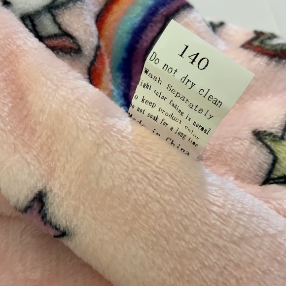 Fleece Unicorn & Rainbows Hooded Robe size 12 - Picture 4 of 4